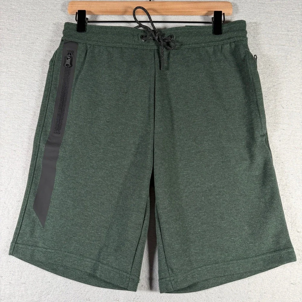 American‎ Eagle Mens Flex Jogger Shorts Heather Green Zip Pocket Small 013-1130